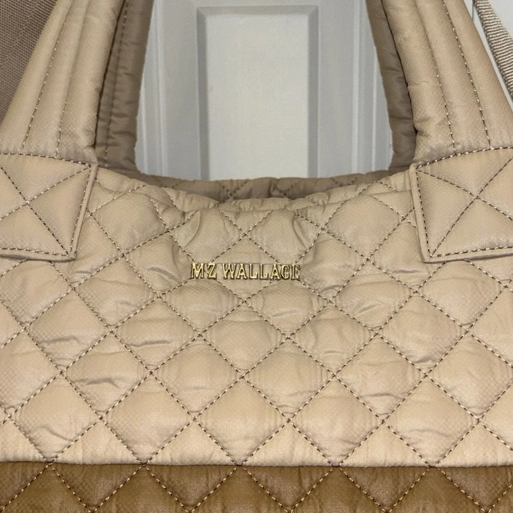 NEW MZ Wallace Buff/Caramel Medium Metro Tote Deluxe Quilted NWOT $275